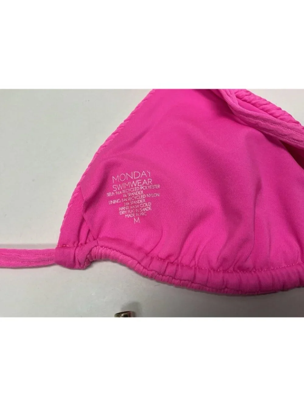 Monday Swimwear Pink Ribbed Barbados Triangle Bikini Swim Top Size Medium